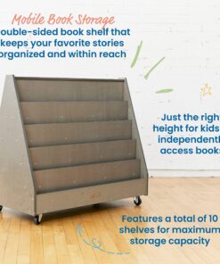 ECR4Kids Double-Sided Mobile Book Display, Classroom Bookshelf, Grey Wash 20 91t30rR7PxL
