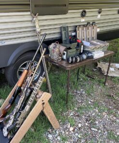 Rush Creek Creations Deer Camp Portable Folding 10 Gun Storage Rack - Handcrafted Weather Proof Material - Easy to Assembly , 21"L x 27"W x 28.5"H 22 91t9oc2rf1L