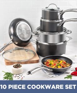 Alternative view of GOTHAM STEEL Platinum Cast 10 Piece Pots and Pans Kitchen Cookware Set with Ultra Nonstick Diamond Surface, Oven & Dishwasher Safe, 100% PFOA Free 10 Piece Cookware Set
