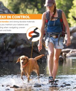 Tuff Mutt Hands Free Dog Leash For Running That Makes A Great Waist Leash for Dog Walking, Double Handle Bungee Leash with Reflective Stitching and Adjustable Dog Walking Belt green/gray 27 91tGPS ymmL