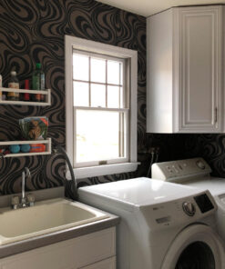 Q QIHANG Modern Abstract Curve 3D Wallpaper Roll Mural Papel De Parede Flocking for Striped Black Brown Color Unpasted Living Room Wall Paper 0.7m x 8.4m=5.88㎡ 43 91tKDm1dd4L