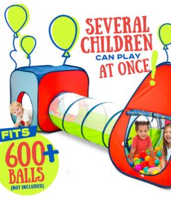 Kiddey Tunnel and Ball Pit Play Tent | 3pc Pop Up Toddler Gym Tunnels with Tents for Kids, Toddlers, Infants Boys & Girls | Indoor & Outdoor Gift Game | Baby Crawling Pits for Playground 3 Pc. Play Tent 23 91tO6ZPnRfL