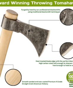 Throwing Axe - Win Your Next Viking Throwing Tomahawk Competition! 19" Hand Forged Hatchet from High Carbon Steel, NMLRA Approved, 100% Guaranteed from Defects Black Rust Protect 17 91tTFWPocsL