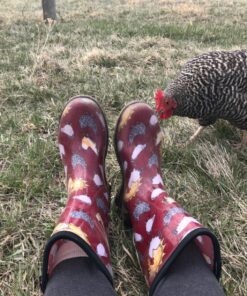 Sloggers Waterproof Garden Rain Boots for Women - Cute Mid-Calf Mud & Muck Boots with Premium Comfort Support Insole 8 Chickens Barn Red 27 91tY AFg4GL