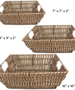 Trademark Innovations Set of 3 Square Wicker Look Baskets With Built In Handles 14 91ti CIWN3L