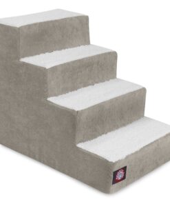 4 Step Portable Pet Stairs By Majestic Pet Products Villa Vintage Steps for Cats and Dogs Grey 4 Step