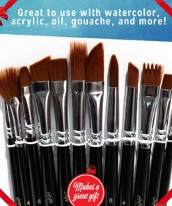 Alternative view of Crafts 4 All Acrylic Paint Brushes - Pack of 12 Professional, Wide and Fine Tip, Nylon Hair Artist Paintbrushes - Paintbrush Bulk Set for Watercolor, Canvas, Craft, Detail & Oil Painting 12 Pack