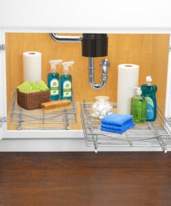 LYNK PROFESSIONAL® Pull Out Cabinet Organizer, 11"W x 18"D - Slide Out Drawers for Kitchen Cabinets - Sliding Pantry Shelves - Roll Out Shelf Storage for Pots, Pans - Lifetime Limited Warranty, Chrome 11" W x 18" D 11x18 Chrome 25 91tloQFN8FL