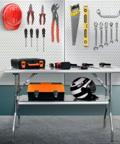 Royal Gourmet Commercial Stainless Steel Double-Shelf Folding Work Table, 48" L x 24" W 25 91tm cw wqL