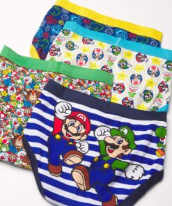 Nintendo Boys' 8 Pack 100% Combed Cotton Briefs with Mario, Luigi, Toad, Yoshi, Peach & Bowser, Sizes 4, 6, 8 8-pack 8 91tujW0z1wL