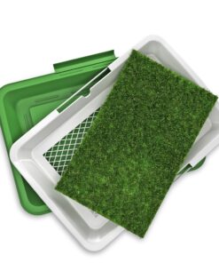 Artificial Grass Pee Pad Set for Dogs - Reusable Puppy Essential for Potty Training Small Pets Indoors and Outdoors by PETMAKER (Green) Potty Trainer 8 91ty1J5WIvL