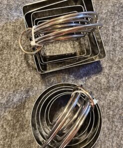 Cookie Cutters Set of 10, 5 sizes round and 5 sizes square Stainless steel Biscuit cutters with handles 40 91u v3VEeNL