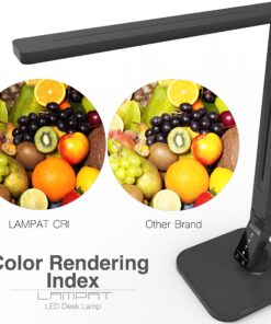 Alternative view of Lampat Dimmable LED Desk Lamp, 4 Lighting Modes (Reading/Studying/Relaxation/Bedtime), 5-Level Dimmer, Touch-Sensitive Control Panel, 1-Hour Auto Timer, 5V/1A USB Charging Port, Piano Black