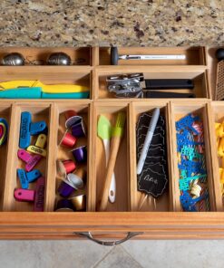 Lipper International 8181S Bamboo Wood Stacking Drawer Organizer Box, 3" x 9", Set of 2 3" x 9" (Set of 2) 12 91u8FgmDxoL