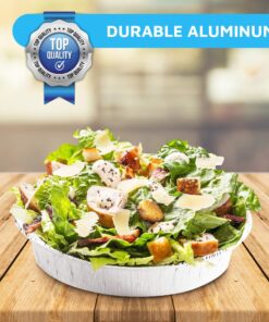 MontoPack 9” Round Aluminum Foil Pans | Disposable Containers with Straight Walls for Storing, Serving, Baking & Reheating | Freezer and Oven Safe, Recyclable, USA-Made | 50-Pack of Tins for Meal Prep 17 91uD07GFaAL