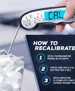 KIZEN Digital Meat Thermometer with Probe - Instant Read Food Thermometer for Cooking, Grilling, BBQ, Baking, Liquids, Candy, Deep Frying, and More - Black/White 30 91uDvuEVUvL