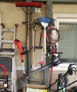 Rubbermaid FastTrack Garage Storage System Tool Hanging Kit, Garage Organization, Wall Mount Holder for Garden Lawn Tools 2 Rails, 4 Hooks 43 91uGHIhlHVL