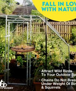 Hanging Bird Feeder Tray with Strong Double-Loop Hanging Chains Steel Hanging Platform Bird Feeder Dish 9.25 Inch (Dia) with 19 Inch Chains, Gifts for Mom, for Women 1 Pack Round 22 91uOyogWpuL