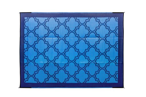 Camco Large Reversible Outdoor Patio Mat - Easy to Clean, Perfect for Picnics, Cookouts, Camping, and The Beach (9' x 12', Lattice Blue Design) (42856) 9' x 12' Blue Lattice