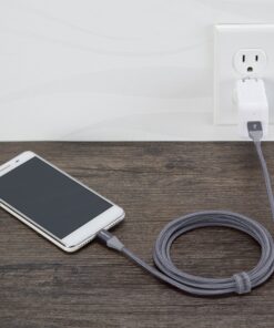 Amazon Basics Micro USB to USB-A 2.0 Fast Charging Cable, Nylon Braided Cord, 480Mbps Transfer Speed, 6 Foot, Dark Gray Dark Grey 6 Feet 10 91uW54464oL