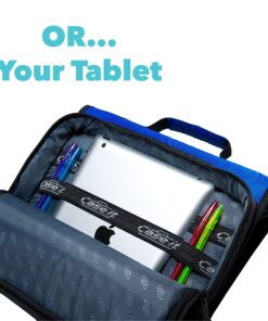 Case-it The Universal Zipper Binder - 2 Inch O-Rings - Padded Pocket that holds up to 13 Inch Laptop/Tablet - Multiple Pockets - 400 Page Capacity - Comes with Shoulder Strap - Blue LT-007 Single 16 91uYS5SLZKL
