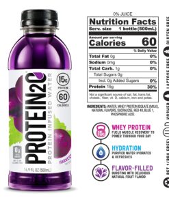 Protein2o 15g Whey Protein Isolate Infused Water, Ready To Drink, Sugar Free, Gluten Free, Lactose Free, Harvest Grape, 16.9 oz Bottle (Pack of 12) 17 91uklq3wL L