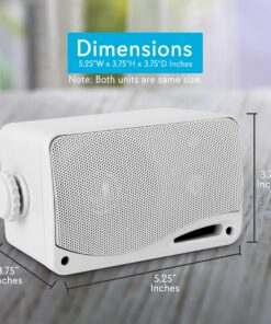 Pyle 3-Way Weatherproof Outdoor Speaker Set - 3.5 Inch 200W Pair of Marine Grade Mount Speakers - in a Heavy Duty ABS Enclosure Grill - Home, Boat, Poolside, Patio, Indoor Outdoor Use -PLMR24 (White) Standard Packaging 25 91uqRBOB tL