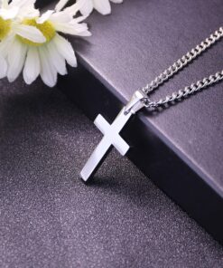 FIBO STEEL Stainless Steel Cross Pendant Chain Necklace for Men Women, 22-30 Inches 35*20*3mm cross, 22 inches chain 16 91urH2LvafL