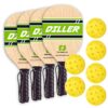 Diller Pickleball Paddle 4 Player Bundle (Set Includes 4 Paddles & 6 Balls)… 4 diller paddles, 6 generic yellow outdoor balls 10 91uvfOz8yBL