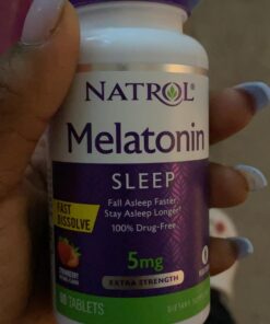 Natrol Melatonin 5mg, Strawberry-Flavored Dietary Supplement for Restful Sleep, 90 Fast-Dissolve Tablets, 90 Day Supply 24 91uxb1LDTLL