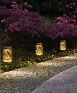 Alternative view of GIGALUMI Hanging Solar Mason Jar Lights, 6 Pack 30 Led String Fairy Lights Hanging Solar Lanterns Outdoor Waterproof, Hangers and Jars Included, Outdoor Decor for Christmas, Wedding, Garden, Patio White