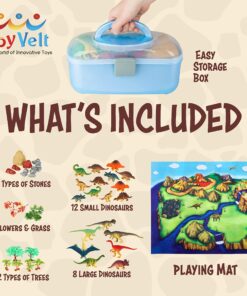 Toyvelt Dinosaur Play Set Dinosaur Toys Includes Dinosaur Figures, Trees, Rocks, Playmat, And A Beautiful Container Create A Dino World Great Gift For Boys & Girls Ages 3,4,5,6, And Up Updated Version 21 91v4ncsXR8L