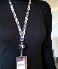 ID Avenue Lanyards for Women 19" Ribbon Lanyard ID Holder with Badge Reels Retractable for Nurses Office Workers Teachers Students Breakaway Lanyards for Id Badges (Ebony and Ivory) 10 91v9f9asC6L