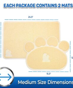 PET MAGASIN Cat Litter Mat (2-Mat Set) - Soft and Durable Pet Litter Mats for Cats, Dogs, and Puppies - One Big (24.5'' x 16.5'') and One Small (15.5'' x 12.5) Medium 25 91vAtYONLL