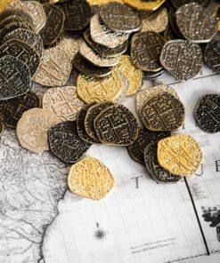 Beverly Oaks Metal Pirate Coins - Gold and Silver Spanish Doubloon Replicas - Fantasy Metal Coin Pirate Treasure (100) 100 43 91vDQVagE6L