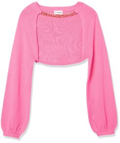 The Drop Women's Miya Bell Sleeve Sweater Shrug With Chain Medium Rose Pink 11 91vE27OeZpL