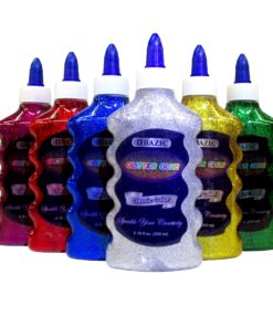 Basic 6 Color Glitter Glue Set, 6.7oz - 200 ml Bottles (Green, Gold, Red, Silver, Blue, and Purple)