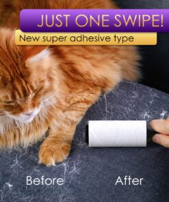 Lint Rollers Pet Hair Value Pack of 450 Sheets / 5 Refills, Sticky Roller Pet Hair, Lint Remover Dog Hair, Cat Hair, Fuzz, Animal Fur, Large Lint Removal Roller Clothe, Couch, Furniture. Stick Roller White 14 91vJBpJigWS