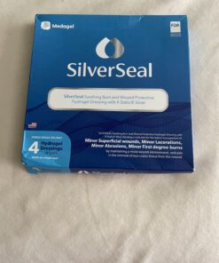 SilverSeal Burn and Wound Dressing | Hydrogel Pads with X-Static Silver | Soothing, Moist & Protective | Burns, Cuts & Wounds | 4 Sterile Dressings 4"x4" Patch (4 Count) 77 91vJaZmVg8L