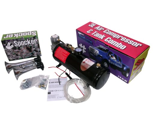 HornBlasters Compact Spocker Horn Kit - 3 Liter 110PSI Air System - 2 Trumpets