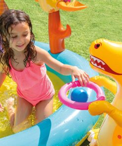 Intex Dinoland Inflatable Dinosaur Swimming Pool Kiddie Play Center with Water Slide, Dino Arch Water Sprayer, and Games for Ages 2 and Up, Multicolor 1 30 91vWavWIR8L