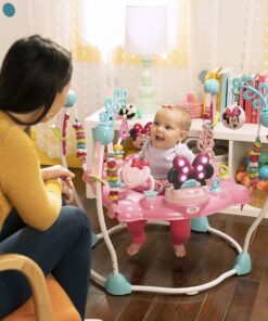 Bright Starts Disney Baby MINNIE MOUSE PeekABoo Baby Activity Center Jumper with 8 Toys, Lights & Sounds, 360-Degree Seat, 6-12 Months (Pink/Blue) 32 91vpNLZd1QL