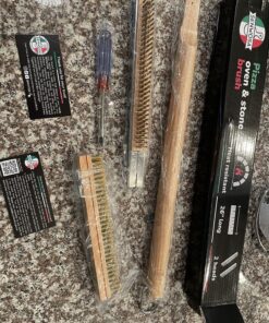 Senwosa 26” Pizza Oven Brush with Stone Scraper - Stainless Steel Bristles, Long Handle, Heat-Resistant - Compatible with Ooni Ovens - Includes Spare Head 60 91vvzz EWL