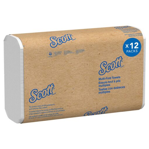 Scott® Multifold Paper Towels (03650), with Absorbency Pockets™, 9.2" x 9.4" sheets, White, Compact Case for Easy Storage, (250 Sheets/Pack, 12 Packs/Case, 3,000 Sheets/Case) 250 Count (Pack of 12)