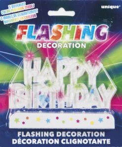 Dazzling Flashing Happy Birthday Cake Decoration - 3.25" x 4.75" (1 Count) - Perfect Celebration Centerpiece 25 91vyQ0whCVL