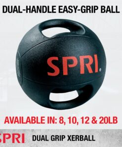 SPRI Xerball Medicine Ball with Handles - Weighted Ball for Exercise (6 lbs, 8, 10, 12, 14, 16, 18, 20 Pounds) - Med Ball for Abs, Core, Crossfit, Strength Training B) 8-Pound (Black) 10 91w03X00x8L