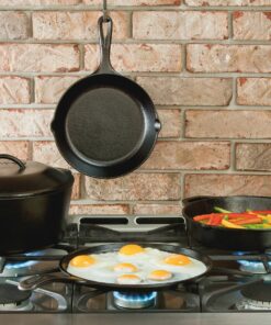 Lodge Seasoned Cast Iron 5 Piece Bundle. 10.5" Griddle, 8" Skillet, 10.25" Skillet, 10.25" Dutch Oven, and 10.25" Lid,Black 24 91w0OPt e6L