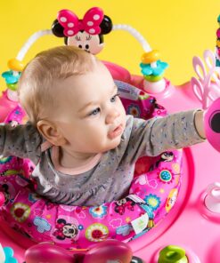 Bright Starts Disney Baby MINNIE MOUSE PeekABoo Baby Activity Center Jumper with 8 Toys, Lights & Sounds, 360-Degree Seat, 6-12 Months (Pink/Blue) 30 91w1IpoHtLL