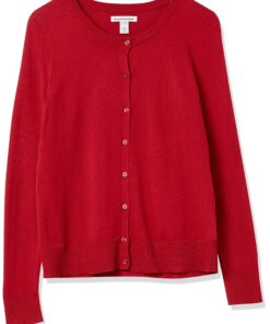 Amazon Essentials Women's Lightweight Crewneck Cardigan Sweater (Available in Plus Size) X-Large Red 13 91wJcdKuflL