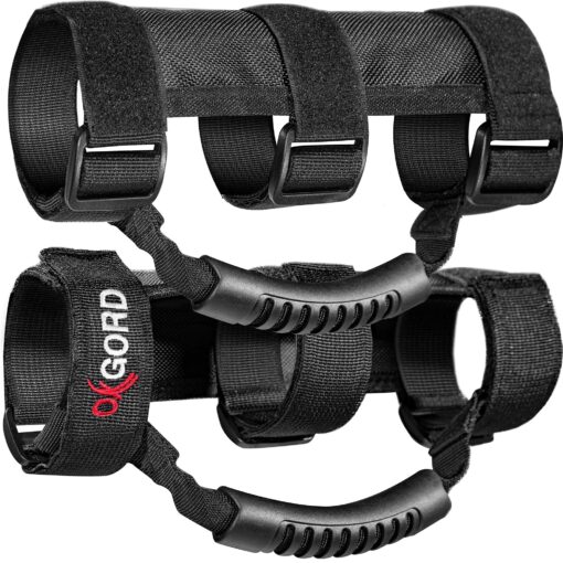 OxGord Roll Bar Grab Handle Grips Set Compatible with Jeep, UTV, & ATV - Original Design - Strap Fits 1 1/2 to 3 Inch Bars - Pack of 2, Black 2 Pack